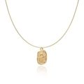 Minimalist gold tulip flower oval pendant necklace crafted in premium titanium steel - Tulip Embossment / Gold