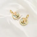 Floral oil painting style round pendant with natural pearls and 23mm diameter size - Style 22 Blue Base 3D Floral Pearl Pendant