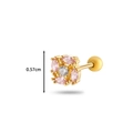 Golden flower cartilage piercing with pink marquise crystals and 0.57cm width detail - 1# Gold (Flower Style)