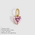 Eleganter 6mm rosa Herz-Edelsteinanhänger in 14K vergoldeter Edelstahlfassung - Oktober Rosa - Gold