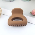 Minimalist matte brown hollow semi-circle hair claw clip for high ponytail styling - Matte Mustard Yellow