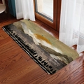 Moderne flanellen absorberende mat met berglandschap, bos- en zonsondergangontwerp - 40x60cm / Gouden Zon Grijze Toppen