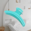 Detail view of large mint green claw clip with glossy finish for thick hair styling - Butterfly Back Style / Extra Large (Approx. 15cm) / Pale Blue