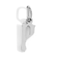Polished silver gothic letter P pendant charm with a smooth metallic ring bail - Letter P / Steel