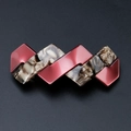 Elegant wavy acetic acid hair clip in glossy red and tortoiseshell pattern finish - Bean Paste Red