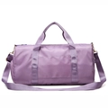 Purple nylon duffel bag with shoe compartment and adjustable shoulder strap for travel - Plain Purple