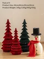 Christmas honeycomb paper set with three origami trees and one snowman decor - Set 12 (4pcs)