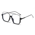 Fashionable black irregular oversized sunglasses with a modern geometric frame design - Black Frame Clear Lens C8