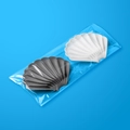 Shell-shaped silicone soap dish set in white and dark grey with anti-slip matte finish - Shell Style / White + Dark Grey