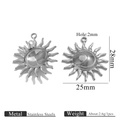 Silver stainless steel sun and moon charms for DIY necklaces 28x25mm pendant - Steel Color Sun Moon Two-in-One Pendant