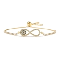 Pulsera infinito de ojo turco dorado con circones azules sobre fondo blanco - Estilo Ojo Turco Infinito (CB00118)