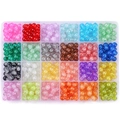 24-compartment storage box with colorful crackle glass beads for DIY jewelry making - Inner Crackle Glass Beads / 24 Grids/480 Pcs