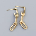Vintage gold chain earrings with sparkling zircons and a sleek link tassel design - 925 Silver / Gold