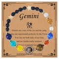Gemini blue goldstone beaded bracelet with constellation pendant on vintage card - Gemini-Elastic Style