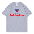 T-shirt gris chiné oversize avec cœur drapeau du Libéria et motif fête nationale - Gris