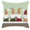 Close-up of Christmas gnome pattern on square pillowcase with soft peach skin texture - Style 5