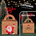 Kraft paper Christmas gift box with Santa Claus motif and festive red handle - Santa Claus