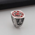 Vintage Royal Arch Masons ring in silver stainless steel with red enamel and G symbol - Royal Arch Red Enamel Style (KR53750-LU)