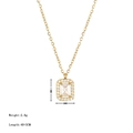 Minimalist golden square zircon pendant necklace with detailed size and weight specs - Gold-White Zirconia