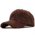 Dunkelbraune Cord-Baseballkappe für Herren und Damen in weicher Samt-Textur für den Winter - Verstellbar / Kaffeebraun