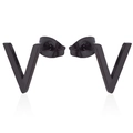 Minimalist matte black V-shaped geometric stud earrings for women in stainless steel - V-shape / Black