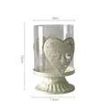 Heart-shaped glass candle holder with Merry Christmas reindeer motif and white base - Heart Design