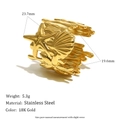 Adjustable 18K gold plated stainless steel ring featuring starfish and seashell motifs - Ocean Element Wide Adjustable Ring - Gold
