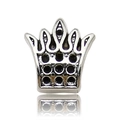 Antique silver crown charm bead with oxidized metal details and large hole for DIY jewelry - 1pc Crown Large Hole Bead