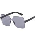 Fashion rimless square sunglasses with integrated dark grey lens and wide black temples - Dark Grey