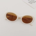 Kids vintage oval sunglasses with creamy white frames and amber lenses for toddlers - Green