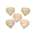 Champagne gold glitter heart alloy pendants for DIY necklace and earring making - White