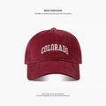 Burgundy cotton baseball cap with white Colorado embroidery for a vintage look - 62cm (Fits 60-65cm) / Large Circumference COLO-Wine Red