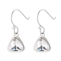 Silver drop earrings with triangular clear crystal pendants and minimalist hooks - Silver Clear Triangle Earrings (KE105519-K)