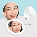 Specchio per trucco a LED bianco con ingrandimento 1X e 2X su sfondo blu e bianco - Bianco 2X