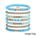 Set de 7 pulseras bohemias de cuentas de arcilla polimérica en azul y dorado - Juego Azul Oro (Set de 7)
