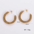 Detail view of 35mm gold hoop earrings showing wire-wrapped texture and 9.6g weight - Fine Wire Wrapped Hoop Style (AMLEH213)