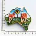 Detail of Australia map resin fridge magnet with kangaroo motifs and ROO warning sign - Kangaroo Map Outline