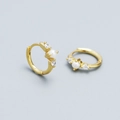 Pendientes de aro dorados en plata 925 con perlas naturales y circonitas brillantes - Plata 925 / Dorado
