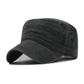 Detail view of washed cotton cadet cap featuring decorative stitching and breathable eyelets - Adjustable / Washed Army Green