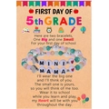 Bracelets Mama et Mini en perles colorées sur carte cadeau rentrée avec pendentif cœur - Style de carte de 5ème année