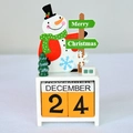 Wooden Christmas countdown block calendar featuring a snowman and Merry Christmas sign - Snowman