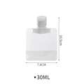 Poche de voyage rechargeable transparente de 30ml avec bouchon et dimensions - 30ml