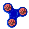 Blue fidget spinner with basketball pattern on weighted ends against white background - Classic Blue Basketball Pattern