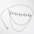 Silver celestial metal waist chain with moon and star pendants and layered fringes - Moon Double Layered Chain (Silver)