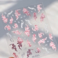 Transparante koi vis nagelstickers M-961 met goudfrosted effect en 3D-waterbellen - Roze-Witte Elegante Koi (M-961)