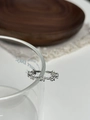 Minimalist 925 sterling silver adjustable open ring with delicate floral pattern carving - Silver Open Flower (JZ0917)