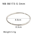 Sleek silver stainless steel thin bangle bracelet with 6.6cm inner diameter - Silver-3mm Style (NB-B6173-S-3mm)