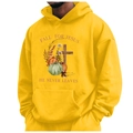 Gelber Fleece-Hoodie mit Fall for Jesus Grafikprint, Kängurutasche und Kordelzug - S / Fall for Jesus Druck / Gelb