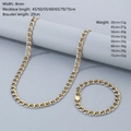 Conjunto de collar y pulsera de eslabones clip en acero inoxidable bicolor de 8mm - 8mm Bicolor Pulsera Ancha (20cm)