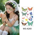 Waterproof temporary tattoo sticker WS-A260 featuring colorful watercolor butterflies and flowers - Butterfly WS-A260